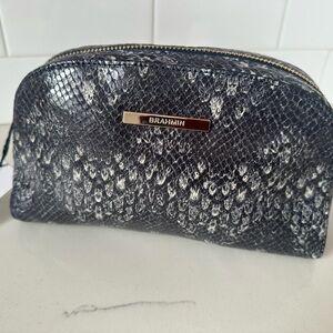 Brahmin Dany Black & White Snake-Print Cosmetic Case